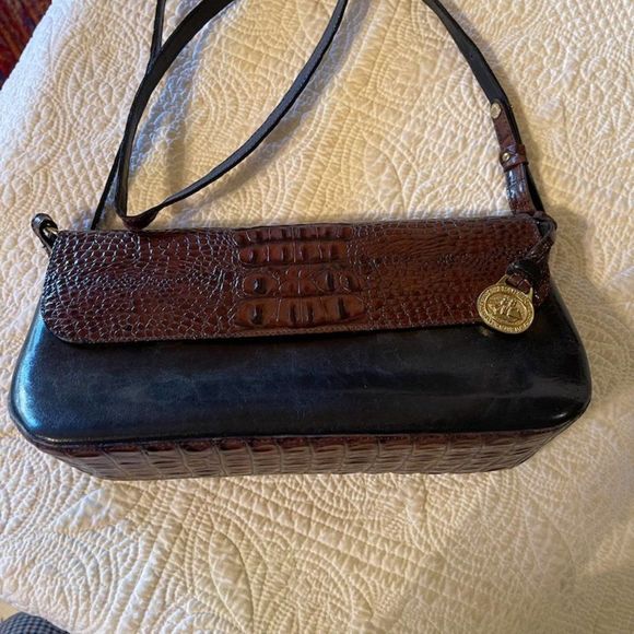 Brahmin Black & Brn Leather Tuscan Shoulder bag - Picture 1 of 8